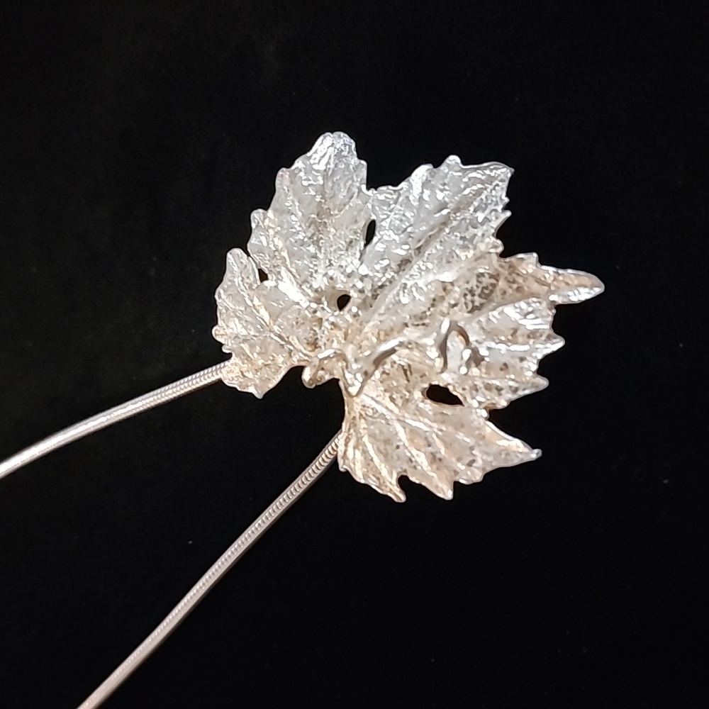 Handmade One-of-a-Kind Sterling Silver Grape Leaf Necklace - Picture 4 of 6